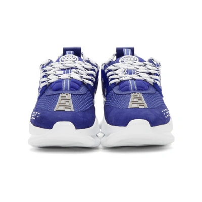 Shop Versace Blue Chain Reaction Sneakers