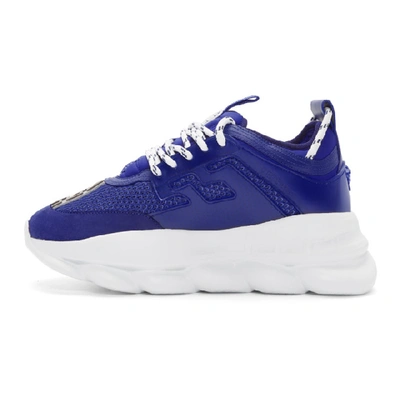 Shop Versace Blue Chain Reaction Sneakers