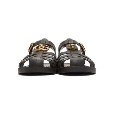 Shop Gucci Black Glossy Rubber Sandals