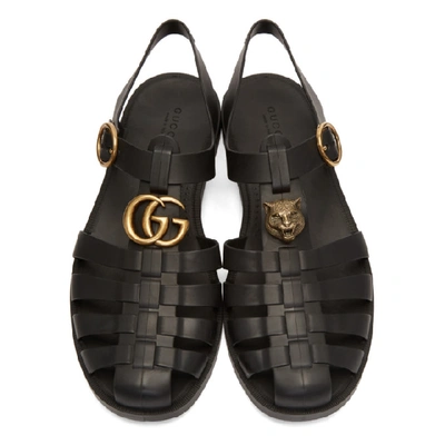 GUCCI BLACK GLOSSY RUBBER SANDALS