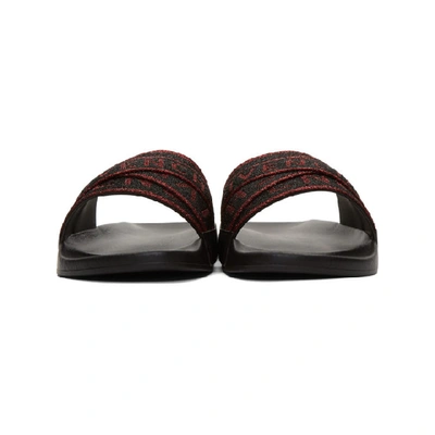 Shop Givenchy Black And Red Glitter Flat Pool Slides In 009 Blkred