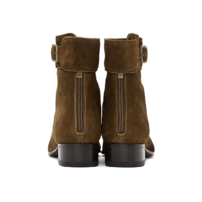 Shop Saint Laurent Brown Suede Miles Buckled Boots In 2330 Land