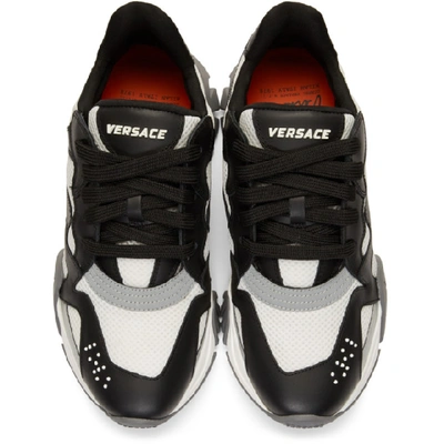 Shop Versace Black And White Squalo Sneakers In Knba Nebisi