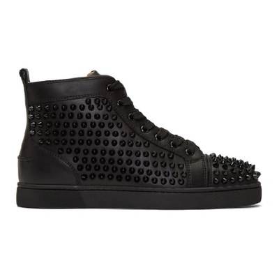 Shop Christian Louboutin Black Louis Spikes Sneakers In Bo49 Black/