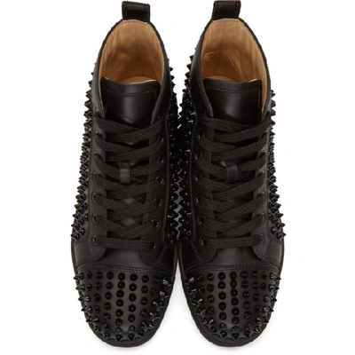Shop Christian Louboutin Black Louis Spikes Sneakers In Bo49 Black/