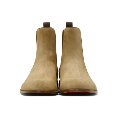 Shop Christian Louboutin Tan Samsocool Flat Chealsea Boots In Oat