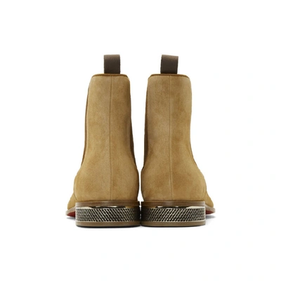 Shop Christian Louboutin Tan Samsocool Flat Chealsea Boots In Oat