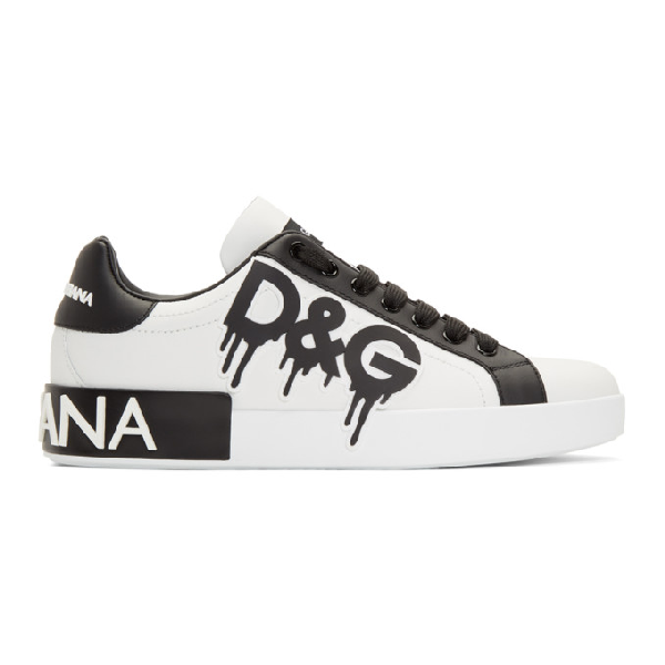 dolce and gabbana white and black sneakers