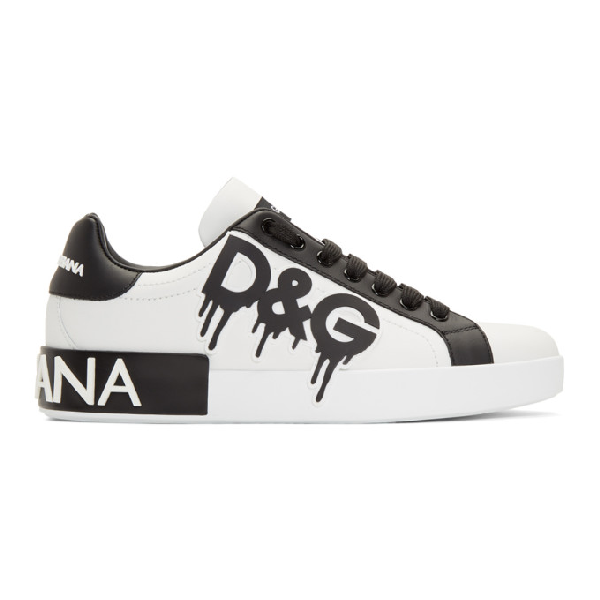 dolce and gabbana sneakers black and white