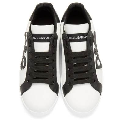 Shop Dolce & Gabbana Dolce And Gabbana White Paint Portofino Sneakers In 89697 White