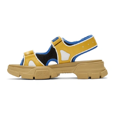 Shop Gucci Yellow & Black Aguru Sandals In Yellow/white/nero