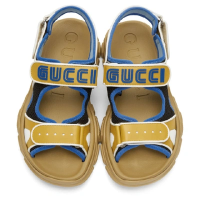 Shop Gucci Yellow & Black Aguru Sandals In Yellow/white/nero