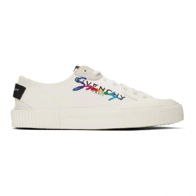 Shop Givenchy White Signature Low Light Tennis Sneakers In 100 White