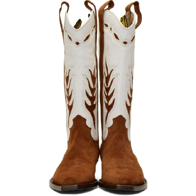 Shop Off-white Brown And White Cowboy Boots In 5001 Brwwht