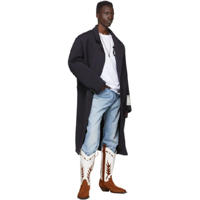 Shop Off-white Brown And White Cowboy Boots In 5001 Brwwht