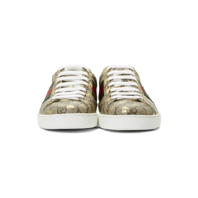 Shop Gucci Beige & Brown Gg Supreme Bees Ace Sneakers In 8465 Beige