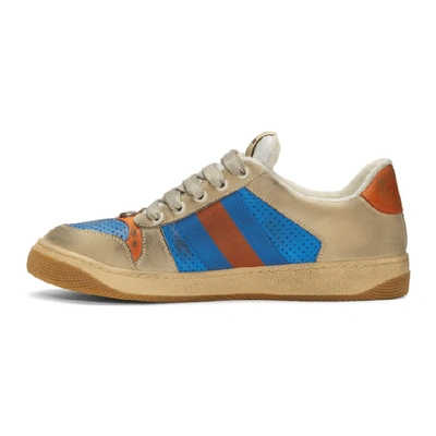 Shop Gucci Blue & Orange Screener Sneakers