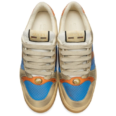 Shop Gucci Blue & Orange Screener Sneakers