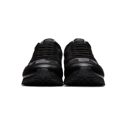 Shop Valentino Black  Garavani Camo Rockrunner Sneakers