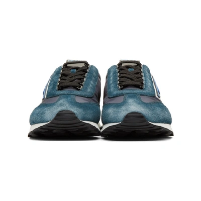 Shop Prada Blue & Navy Suede Sneakers