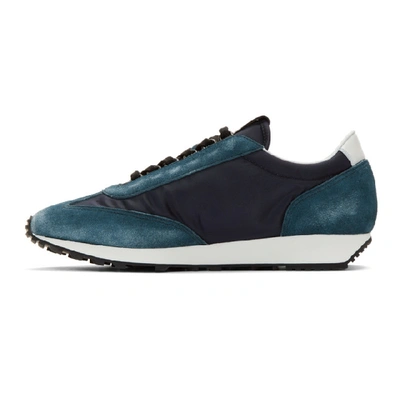 Shop Prada Blue & Navy Suede Sneakers