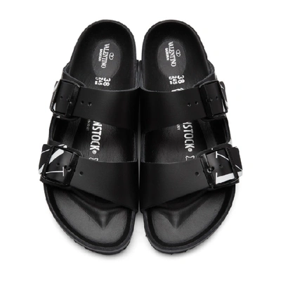 Shop Valentino Black  Garavani Birkenstock Edition 'vltn' Arizona Bs Slides