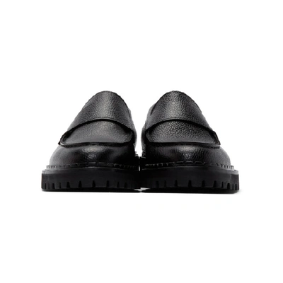 Shop Lanvin Black Pebbled Loafers In 10 Black