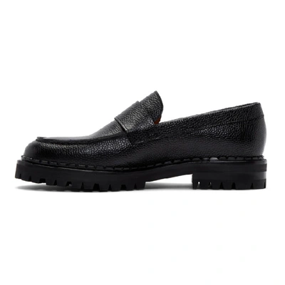 Shop Lanvin Black Pebbled Loafers In 10 Black