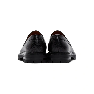 Shop Lanvin Black Pebbled Loafers In 10 Black