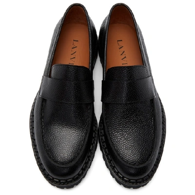 Shop Lanvin Black Pebbled Loafers In 10 Black