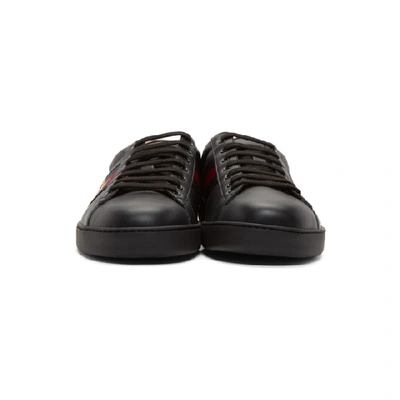 Shop Gucci Black Ace Embroidered Bee Sneakers In 1284 Black