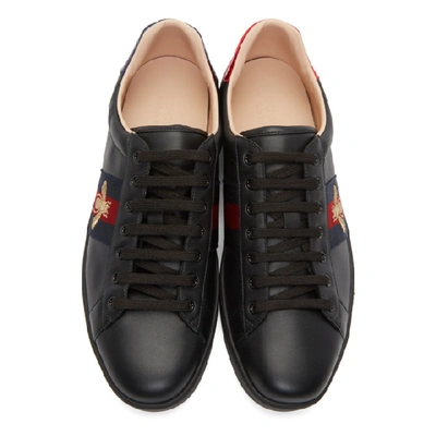 Shop Gucci Black Ace Embroidered Bee Sneakers In 1284 Black