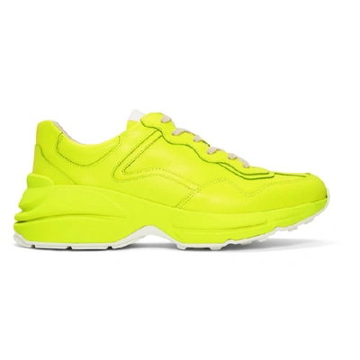 Shop Gucci Yellow Fluo Rython Sneakers In 7205 Yellow