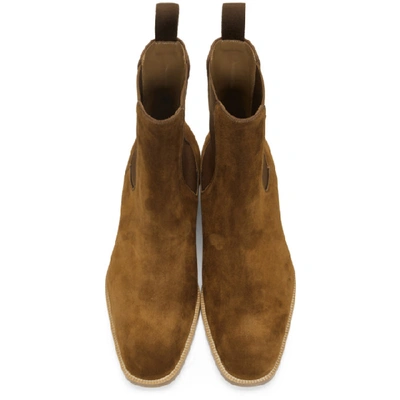 Shop Christian Louboutin Brown Suede Samson Chelsea Boots In C329 Coconu