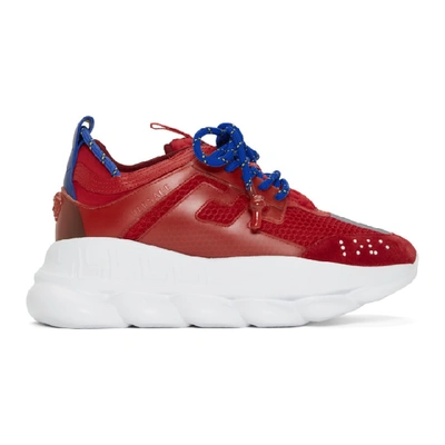 Shop Versace Red Chain Reaction Sneakers