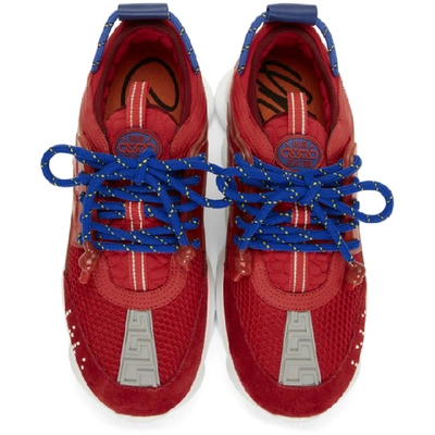 Shop Versace Red Chain Reaction Sneakers