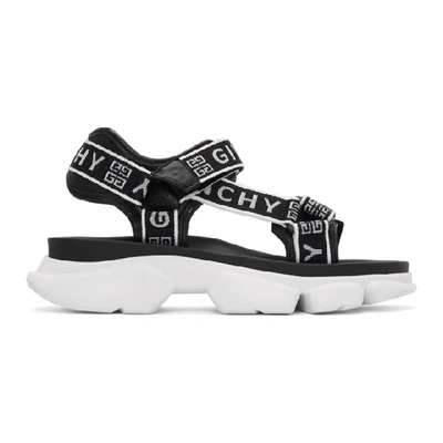 Shop Givenchy Black And White 4g Jaw Sandals In 004 Blkwht