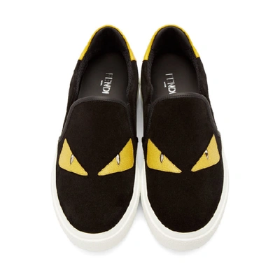 Shop Fendi Black Bag Bugs Slip-on Sneakers In F16yw