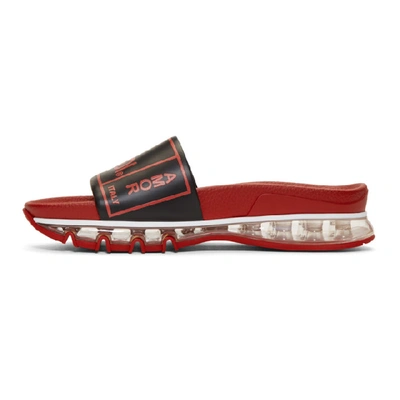 Shop Fendi Black And Red Logo Slides In F08e6.red