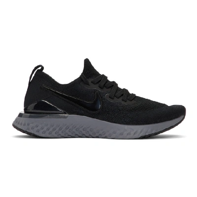 Shop Nike Black & Grey Epic React Flyknit 2 Sneakers