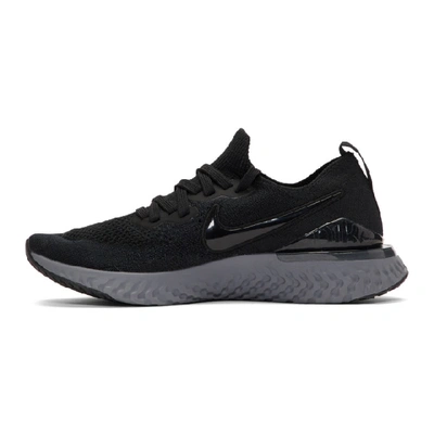 Shop Nike Black & Grey Epic React Flyknit 2 Sneakers