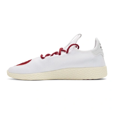 Shop Adidas Originals By Pharrell Williams Adidas Originals X Pharrell Williams White And Red Human Made Tennis Hu Sneakers In Whtscarlet