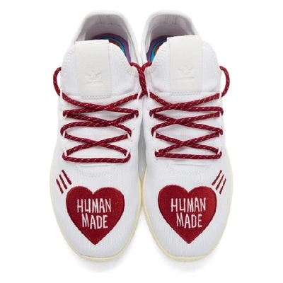 Shop Adidas Originals By Pharrell Williams Adidas Originals X Pharrell Williams White And Red Human Made Tennis Hu Sneakers In Whtscarlet