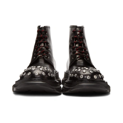 Shop Alexander Mcqueen Black Tread Lace Boots In 1081 Black