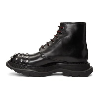 Shop Alexander Mcqueen Black Tread Lace Boots In 1081 Black