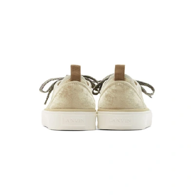 Shop Lanvin Off-white Velvet And Nylon Low Top Sneakers In 001offwhite