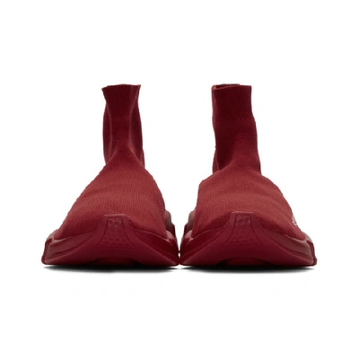 Balenciaga Men's Logo Speed Sneakers With Tonal Rubber Sole In Burgundy |  ModeSens