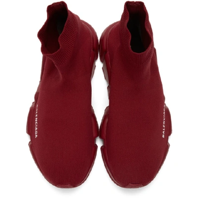 Balenciaga Men's Logo Speed Sneakers With Tonal Rubber Sole In Burgundy |  ModeSens