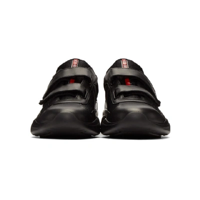 PRADA 黑色皮革机能网眼运动鞋