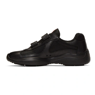 Shop Prada Black Leather Technical Sneakers In Nero